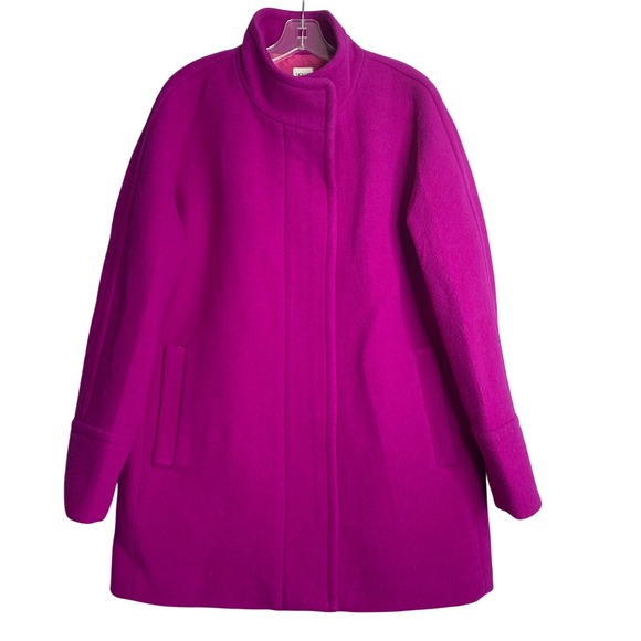 J. Crew Factory City Coat Women 14 Pink Wool Blend Car Pea Cocoon Preppy Classic - Picture 1 of 9